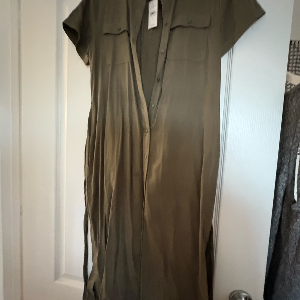 LOFT Olive High Low Dress